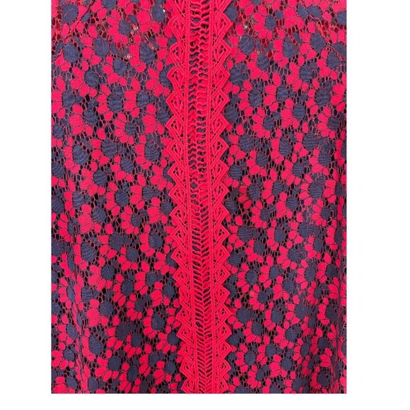 Diandian Didi Mini Tunic Dress Size S Blue and Red FLoral Lace Retro Holiday - Picture 5 of 12